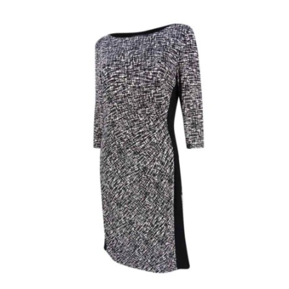 Lauren by Ralph Lauren Long Sleeve Cinch Waist Dress Black/Grey Size 10
